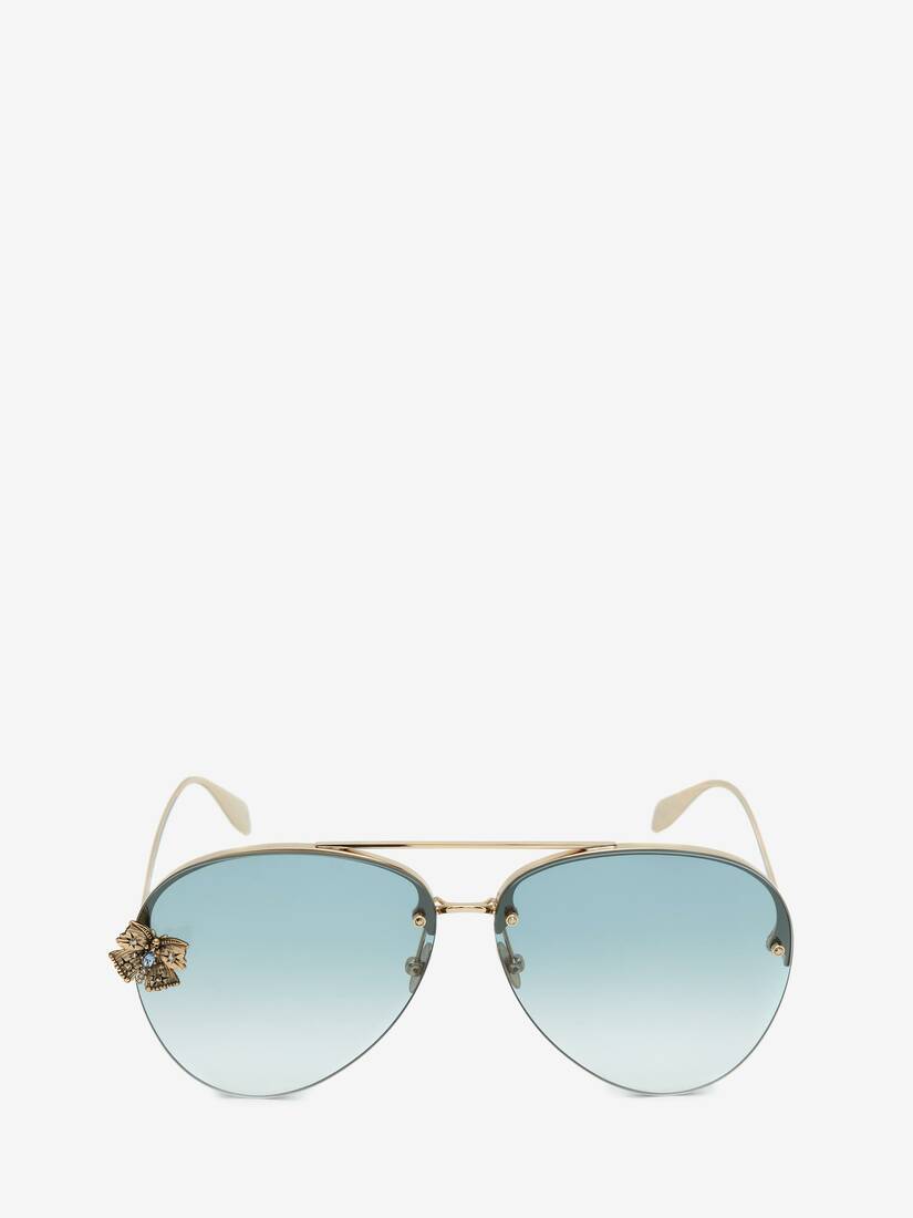 Gafas De Sol Alexander McQueen Butterfly Jewelled Mujer - Dorados/Azules - Mexico 789-AGISUD